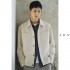 Spring new imported hollow yarn with wrinkles short tooling jacket men's casual lapel spring and autumn men's jacket