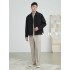 Spring new imported hollow yarn with wrinkles short tooling jacket men's casual lapel spring and autumn men's jacket